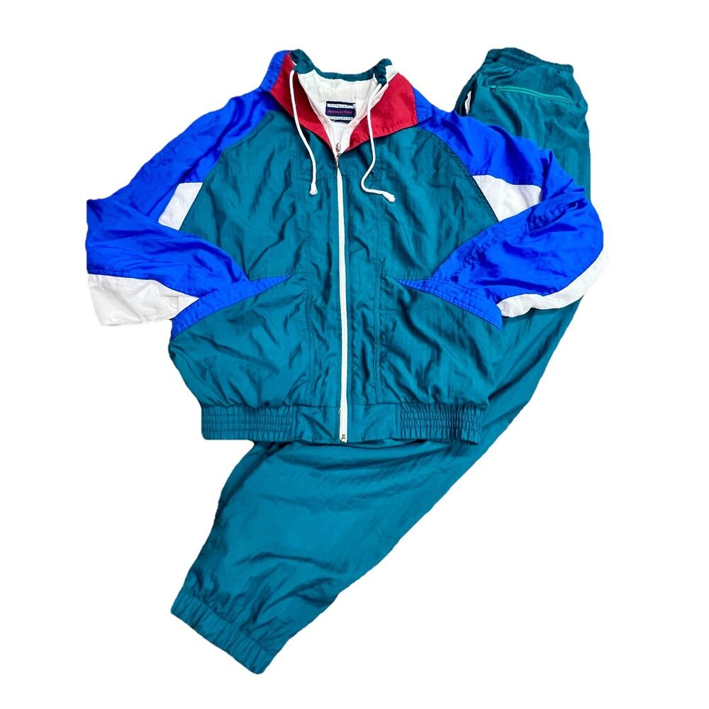 Vtg Bovattini Wind Track Jogger Suit Color block Pants & Jacket Small